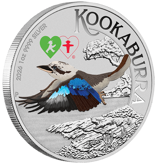 World Money Fair - Coin Show Special Australian Kookaburra 2026 1oz Silver Coloured Coin in Card