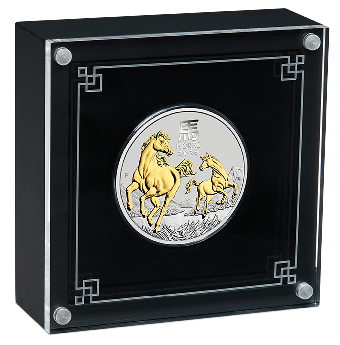 Australian Lunar Series III Year Of The Horse 2026 1oz Silver Gilded Coin