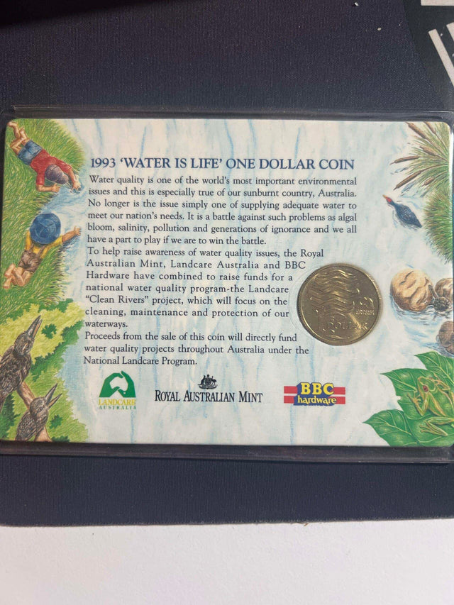 1993 Water is life one dollar coin