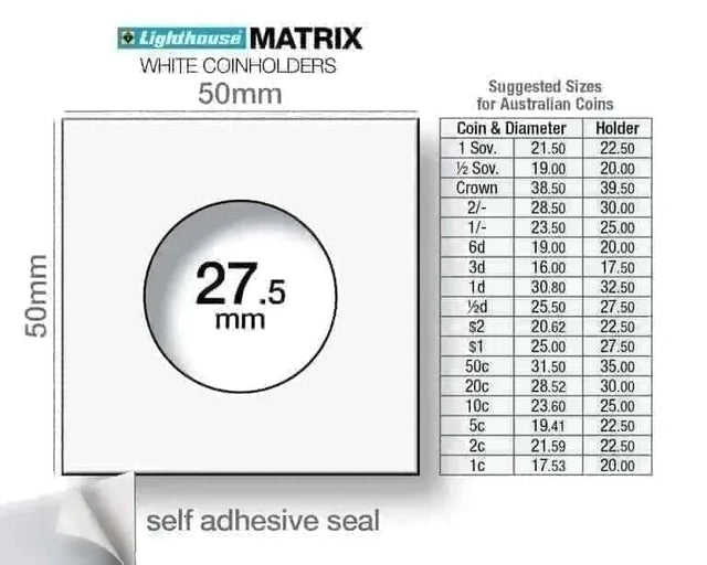 $1 & Half Penny - Lighthouse Self Adhesive 2×2" Coin Holders (27.5mm) - Nova Coins