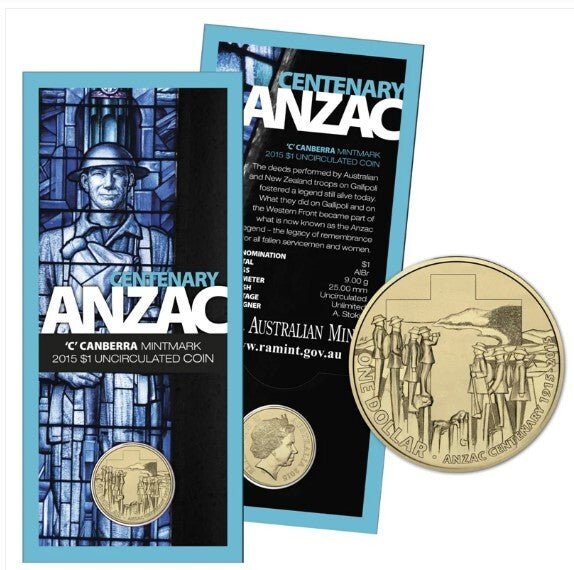 2015 $1 Centenary of Anzac 'C' Mintmark Carded - Nova Coins