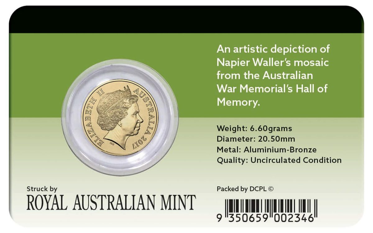 2017 $2 Lest We Forget Hall of Memory UNC Coin Pack - Back