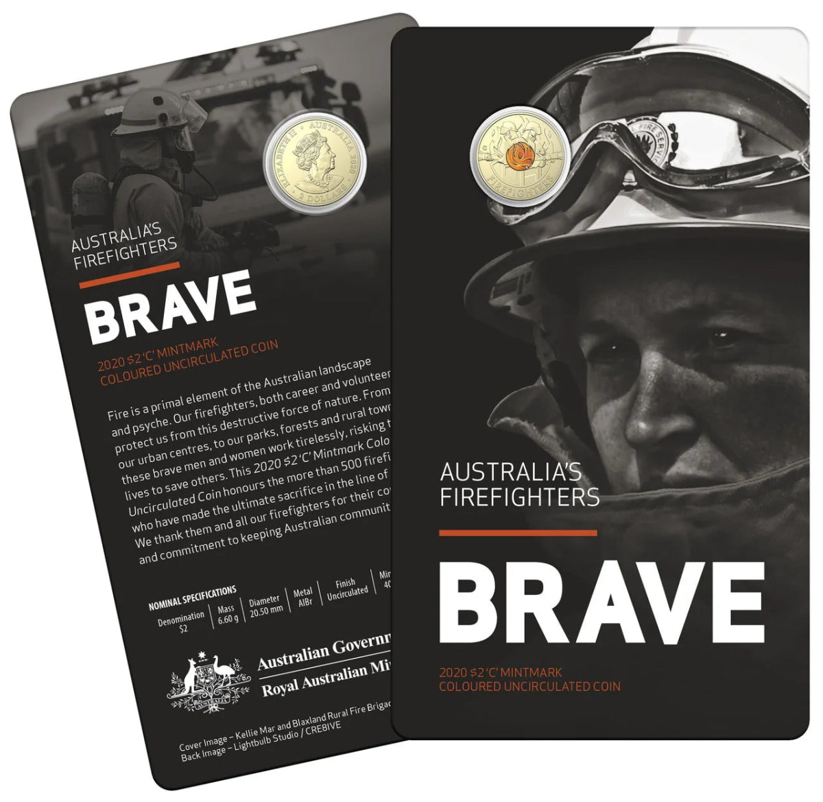 2020 $2 C - Mintmark Australia's Firefighters Brave Coloured RAM Large Carded - Nova Coins