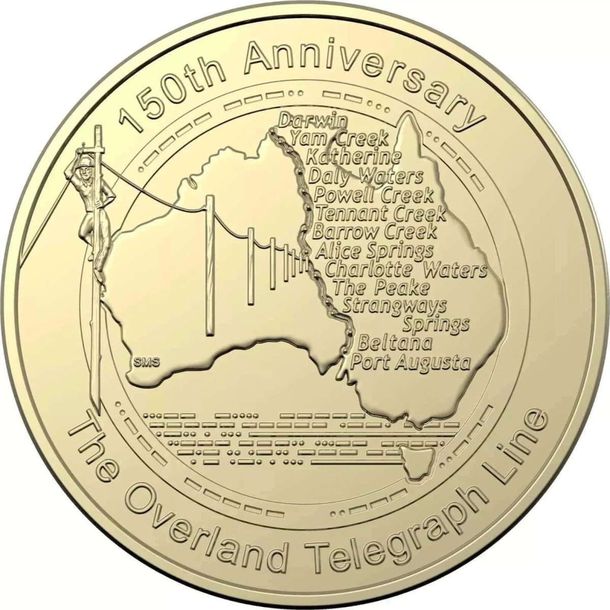 2022 $1 150th Anniversary Australian Overland Telegraph Line Uncirculated Carded Coin - Nova Coins