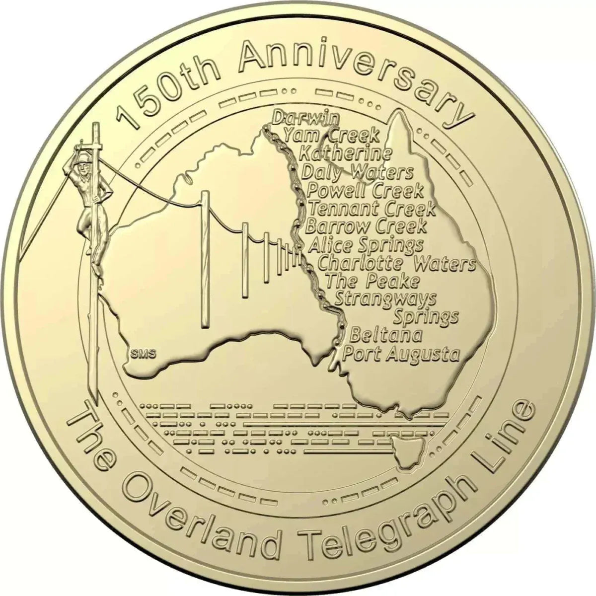 2022 $1 150th Anniversary Australian Overland Telegraph Line Uncirculated Carded Coin - Nova Coins