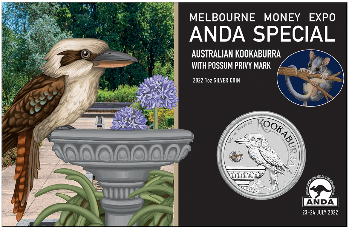 2022 $1 Kookaburra ANDA Melbourne Money Expo Coloured Possum Privy - Nova Coins