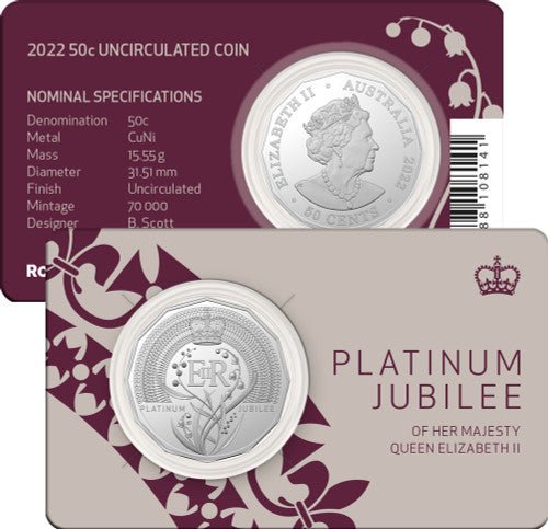 2022 50c Platinum Jubilee of HM Queen Elizabeth II - Nova Coins