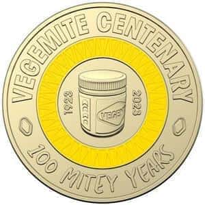 2023 $2 dollar Vegemite Centenary Yellow - Nova Coins