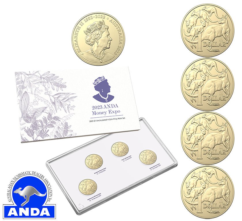 2023 ANDA Money expo $1 Uncirculated 4 Coin Privy mark set - Nova Coins