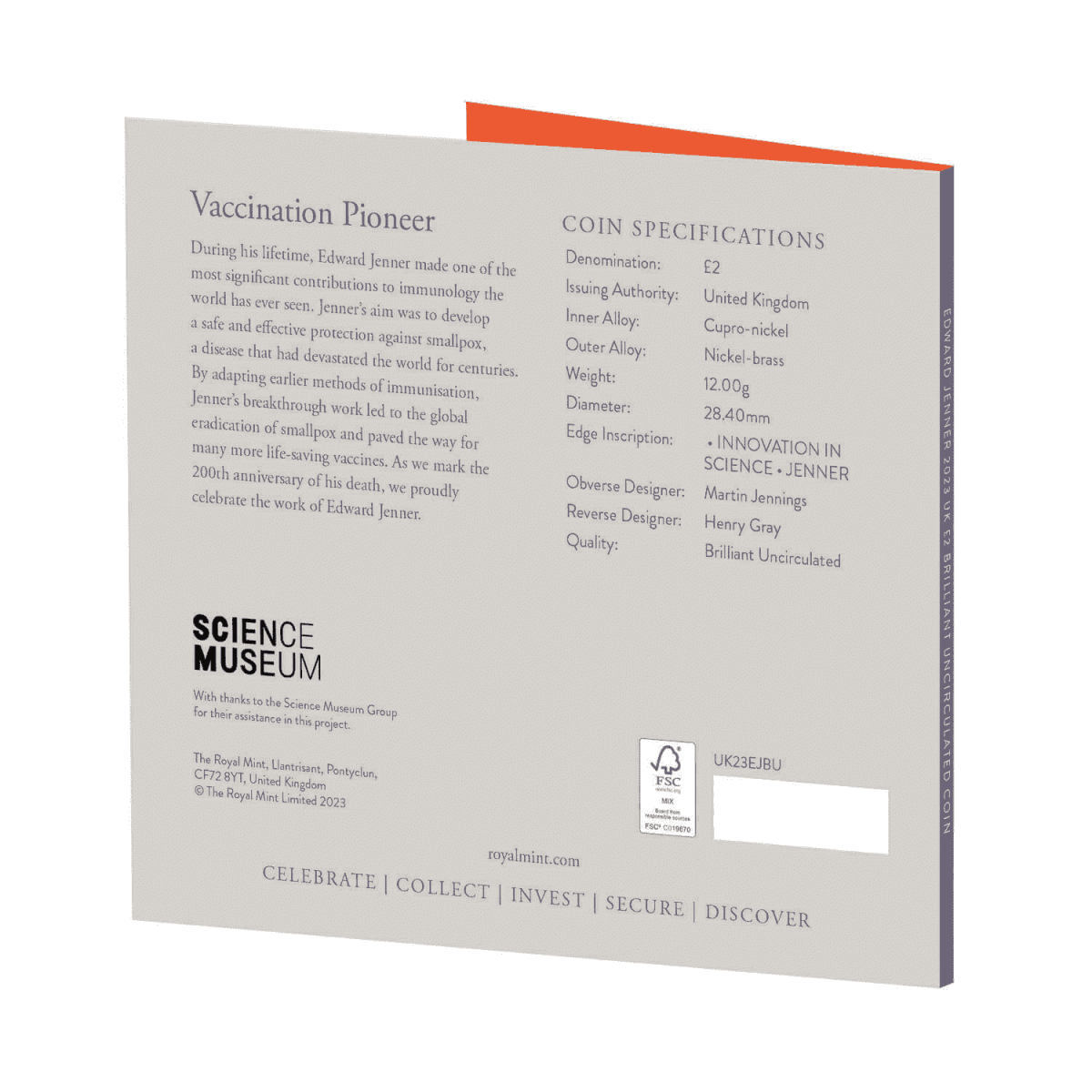 2023 Edward Jenner UK £2 Brilliant Uncirculated Coin - Nova Coins