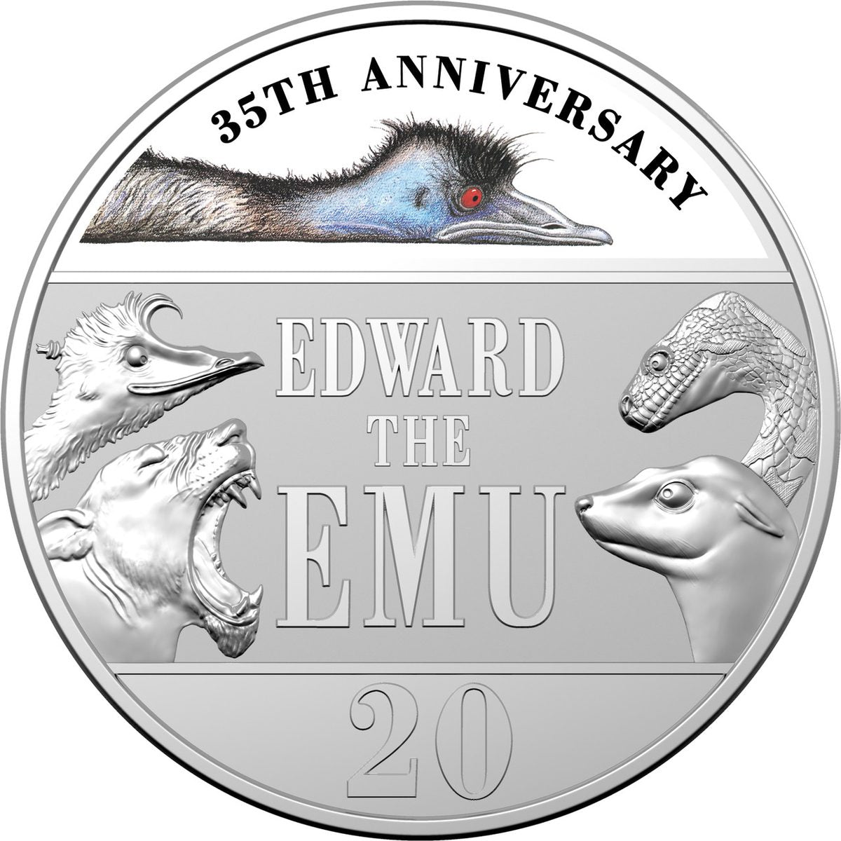 2023 20c Edward the Emu 35th Anniversary - Coin Reverse