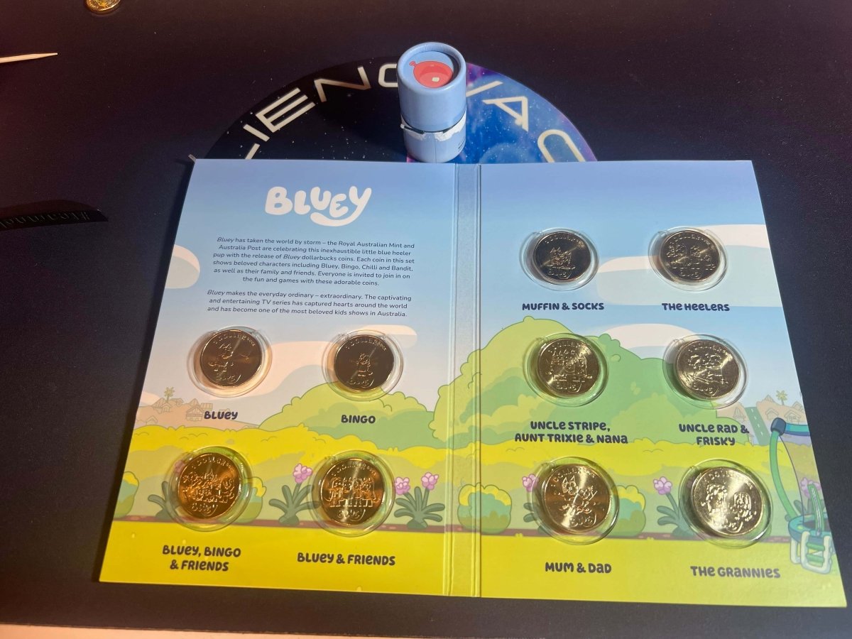 2024 $1 BLUEY COIN SET IN FOLDER - OPENED TUBE - Nova Coins