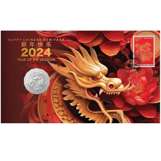 2024 50c Year of the Dragon PNC - Christmas Island - Nova Coins