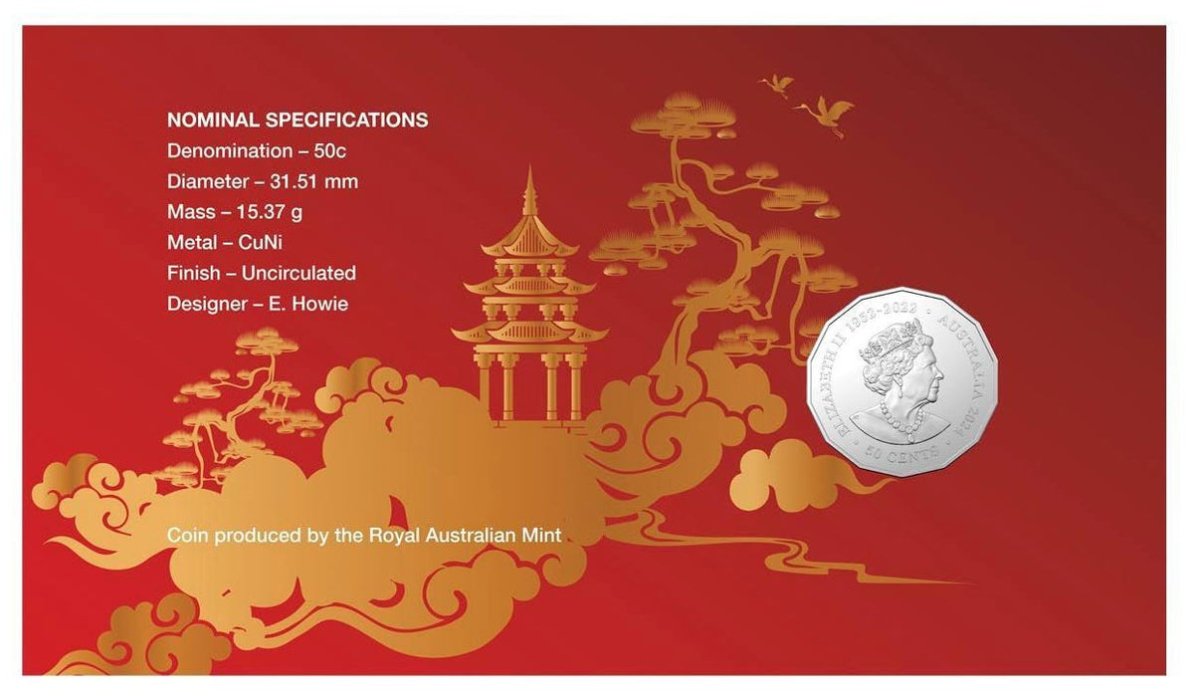 2024 50c Year of the Dragon PNC - Christmas Island - Nova Coins
