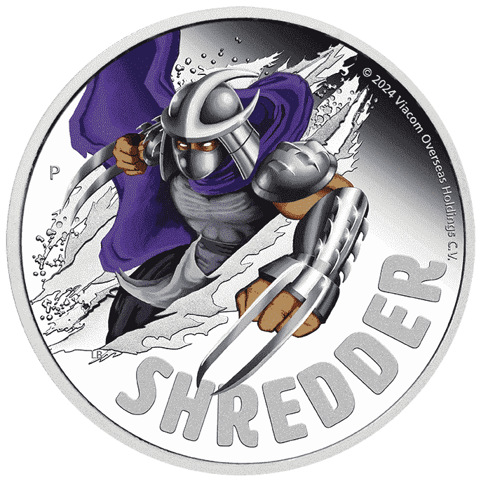 2024 Teenage Mutant Ninja Turtles - Shredder 1oz Silver Coloured Proof Coin - Nova Coins