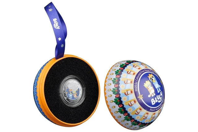 2025 $1 Bluey Christmas Coloured Fine Silver Proof Coin - Nova Coins