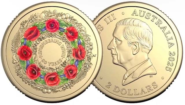 2025 $2 Remembrance 80th Ann of WWII poppy wreath Coin - Nova Coins