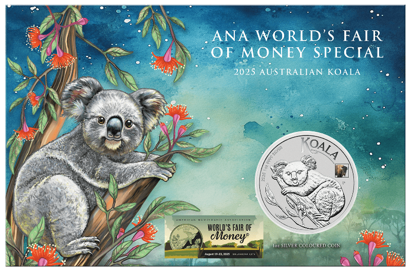 2025 ANA World’s Fair of Money Australian Koala $1 Privy Mark 1oz Silver Brilliant Uncirculated Coin - Nova Coins