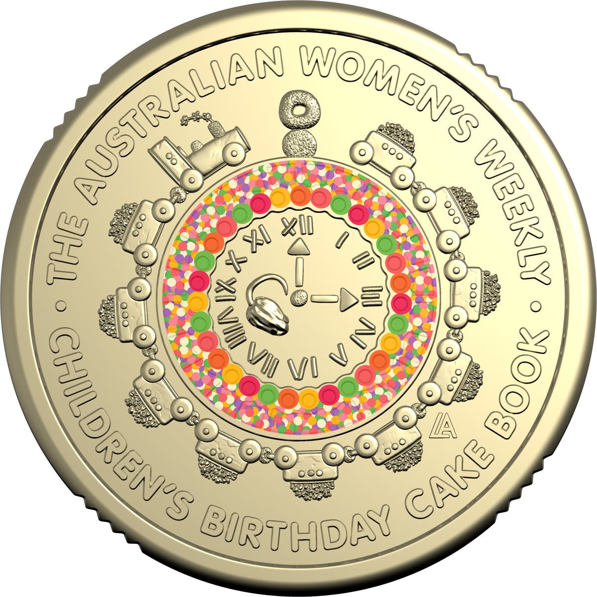 2025 Australian Women’s Weekly Children’s Birthday Cake Book $2 two dollar coloured Coin - Hickory Dickory Watch aunc - Nova Coins