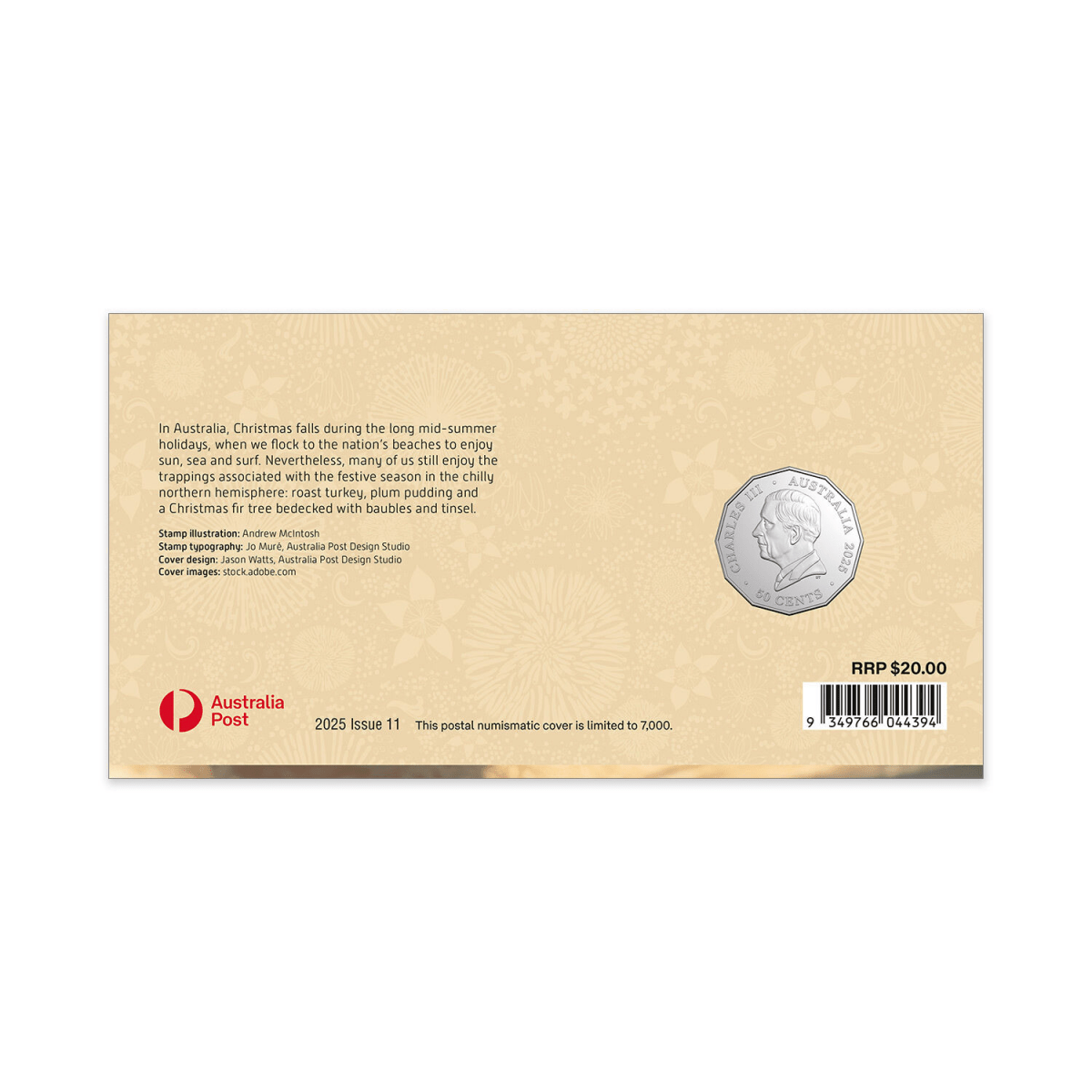 2025 Christmas - Secular Christmas Festive Floral Postal Numismatic Cover (RAM) - Nova Coins