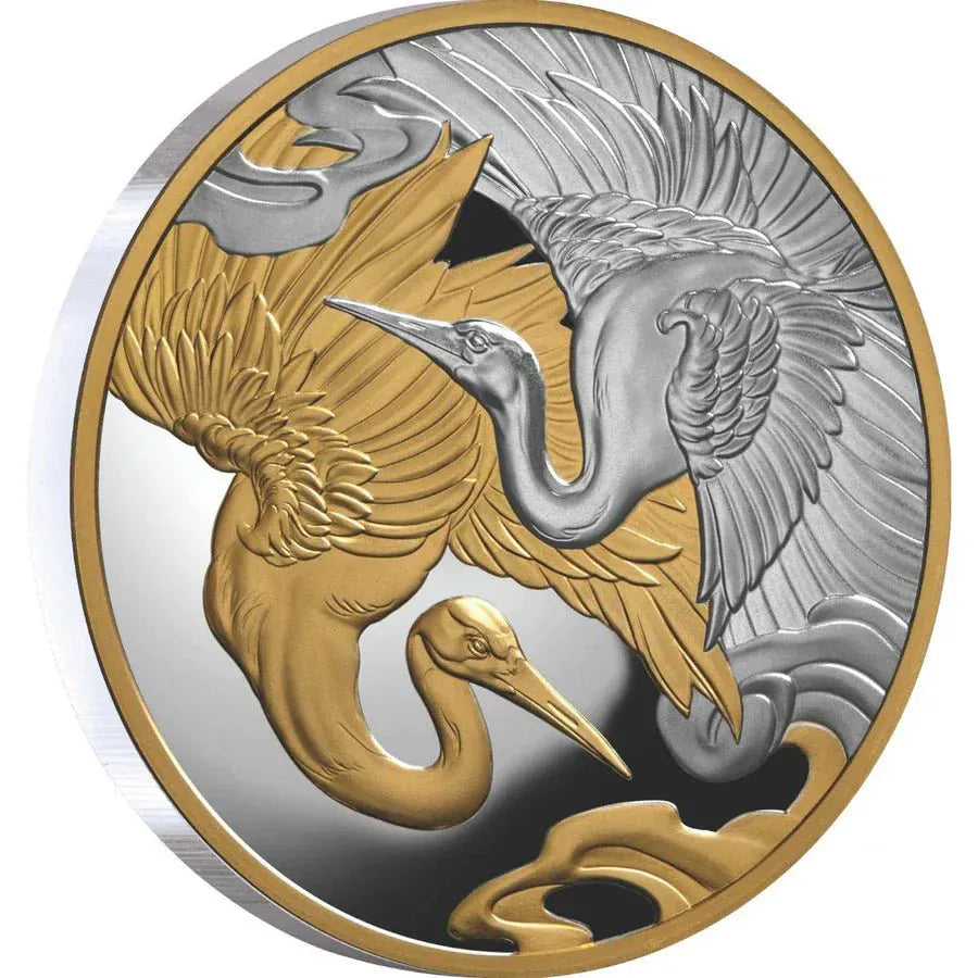 2025 Cranes $1 Gold - plated 1oz Silver Proof Coin - Nova Coins