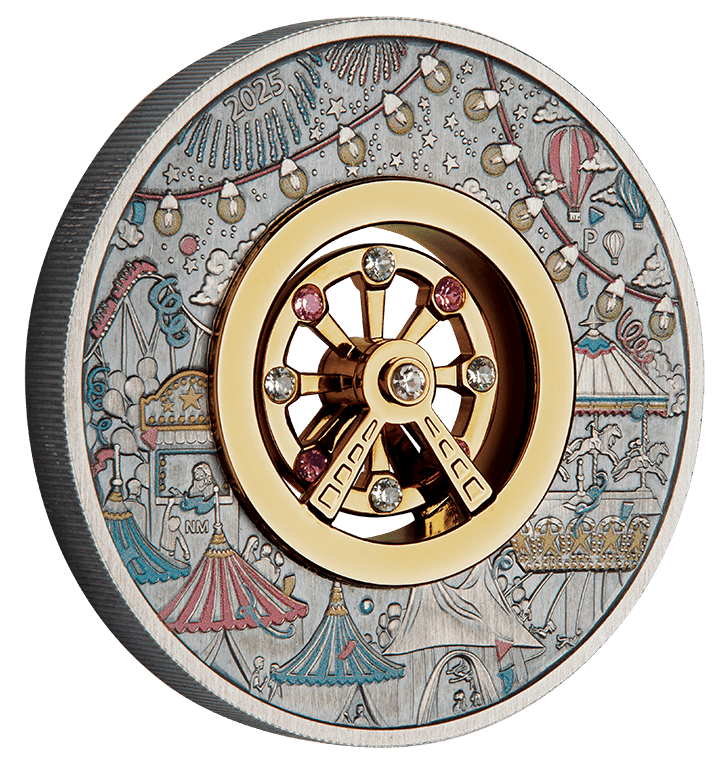 2025 Ferris Wheel 2oz Silver Antiqued Coloured Coin - Nova Coins