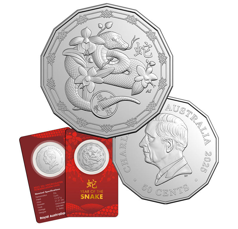 2025 50c Lunar Year of the Snake Tetradecagon UNC Coin