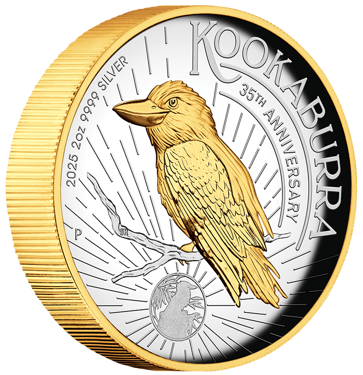 Australian Kookaburra 2025 2oz Silver High Relief Gilded Proof Coin