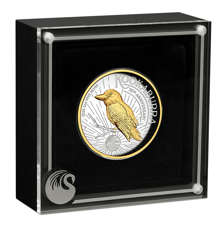 Australian Kookaburra 2025 2oz Silver High Relief Gilded Proof Coin