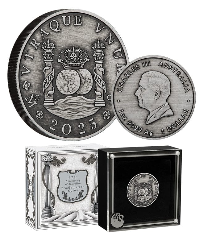 225th Anniversary of the Australian Proclamation Coins - Pillar Dollar 2025 1oz Silver Antiqued Coin