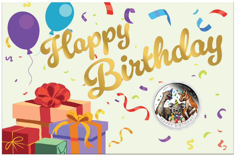 2026 1/2oz Happy Birthday Silver Proof Coloured Coin in Card - Nova Coins