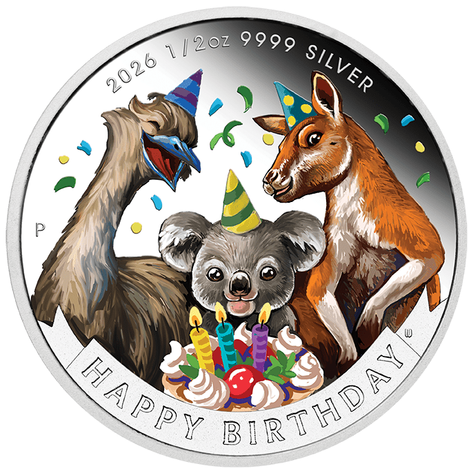 2026 1/2oz Happy Birthday Silver Proof Coloured Coin in Card - Nova Coins