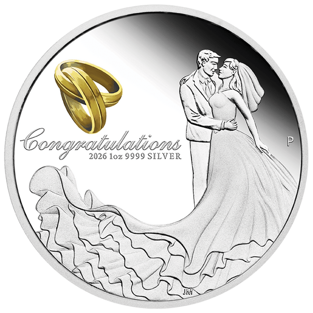 2026 1oz Wedding Silver Proof Coloured Coin - Nova Coins