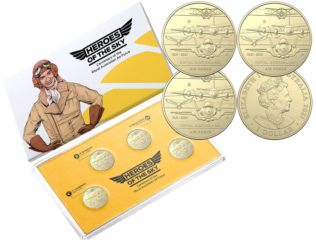 2021 $1 Centenary of the RAAF Mint and Privy Mark 4 Coin Set