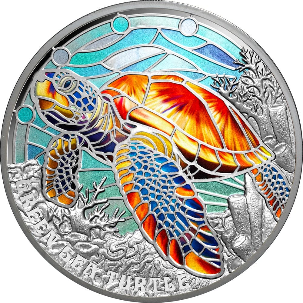 2025 Natures Window Green Sea Turtle $5 2oz Silver Proof Coin