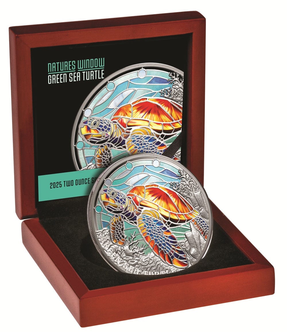 2025 Natures Window Green Sea Turtle $5 2oz Silver Proof Coin