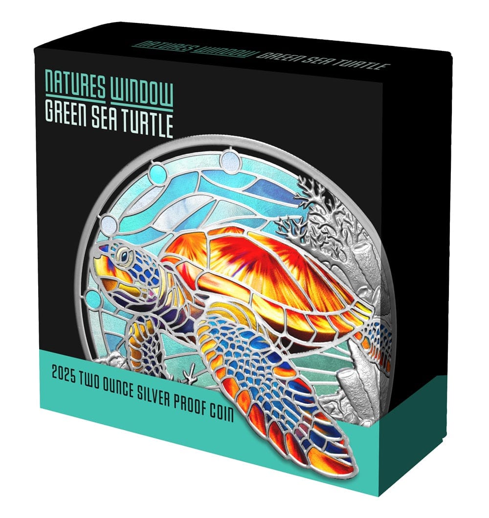 2025 Natures Window Green Sea Turtle $5 2oz Silver Proof Coin