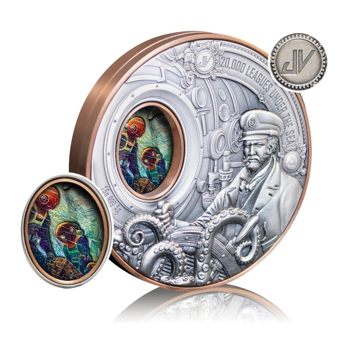 20,000 Leagues under the Sea 2026 $1 High Relief Rotating Silver & Copper Bimetal Antique Coin