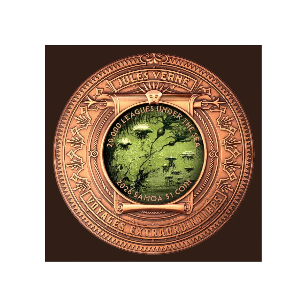 20,000 Leagues under the Sea 2026 $1 High Relief Rotating Silver & Copper Bimetal Antique Coin