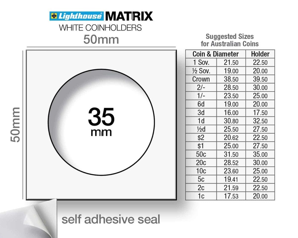 50c Lighthouse 2x2 Self Adhesive Matrix (35mm) - Nova Coins