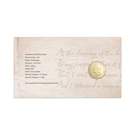 Dorothea Mackellar PNC – Dawn 2025 50c Postal Numismatic Cover