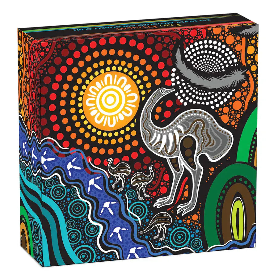 Emu Utingat 2025 2oz Silver Antiqued Coloured Coin