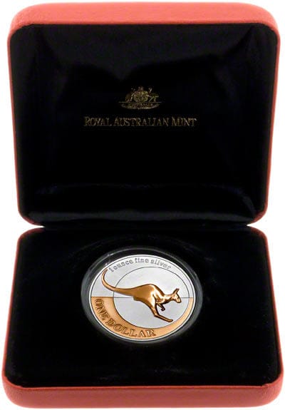 2004 $1 Selectively Gold Plated Silver Kangaroo Proof Coin