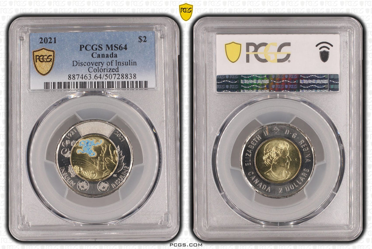 Canada 2021 $2 Discovery of Insulin Colorized PCGS Graded