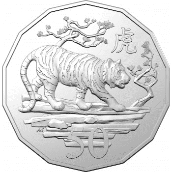 2022 50c Lunar Year of the Tiger Uncirculated coin