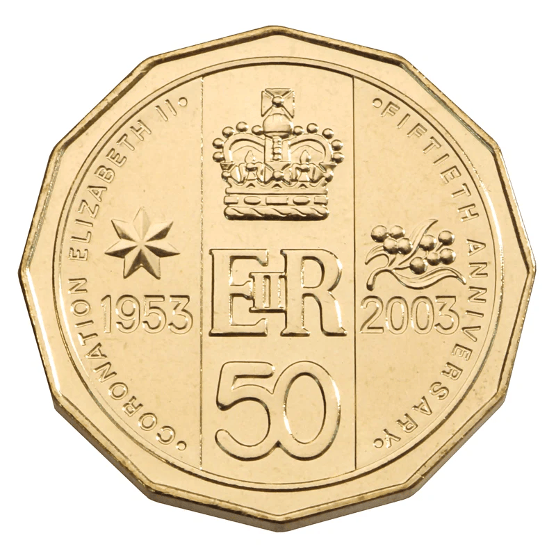2003 QEII Coronation 50c Golden Jubilee PNC