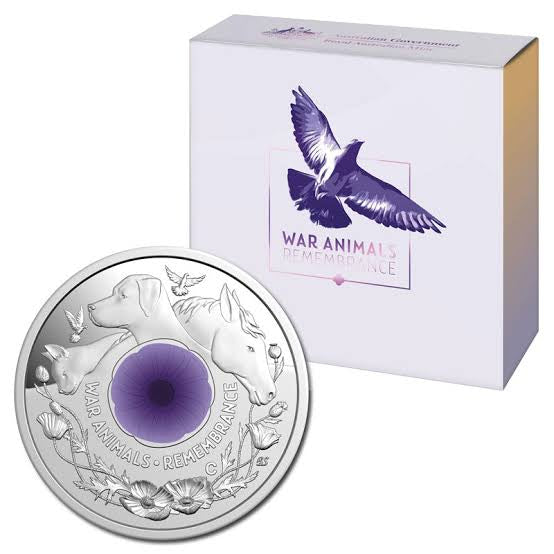 2024 $2 ‘C’ Mintmark Coloured Fine Silver Proof Coin – War Animals Remembrance