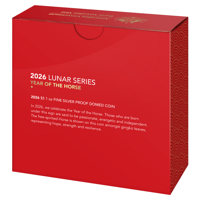 2026 Lunar Series $5 1 oz Fine Silver Proof Domed Coin – Year of the Horse