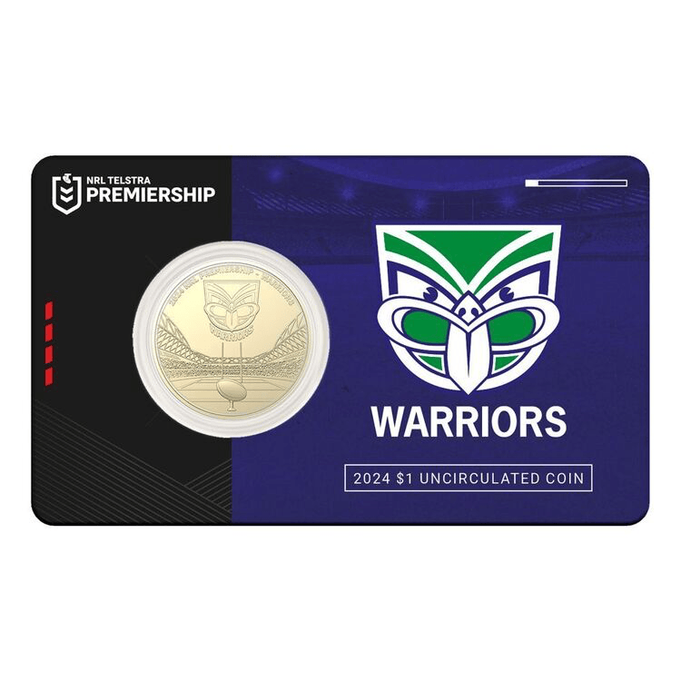 2024 NRL New Zealand Warriors $1 Team Coin in Card