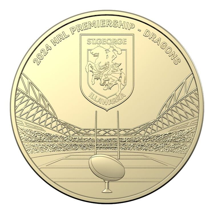 2024 NRL St George Illawarra Dragons $1 Team Coin in Card